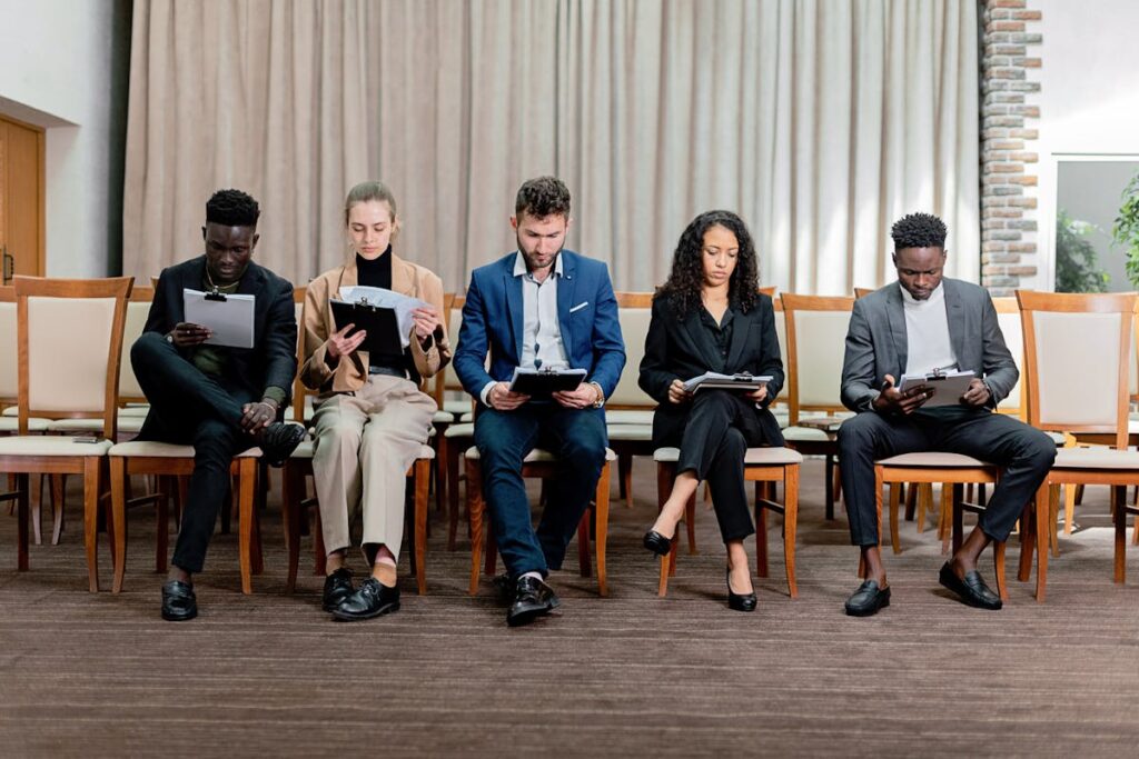 A People Sitting on Chairs Together