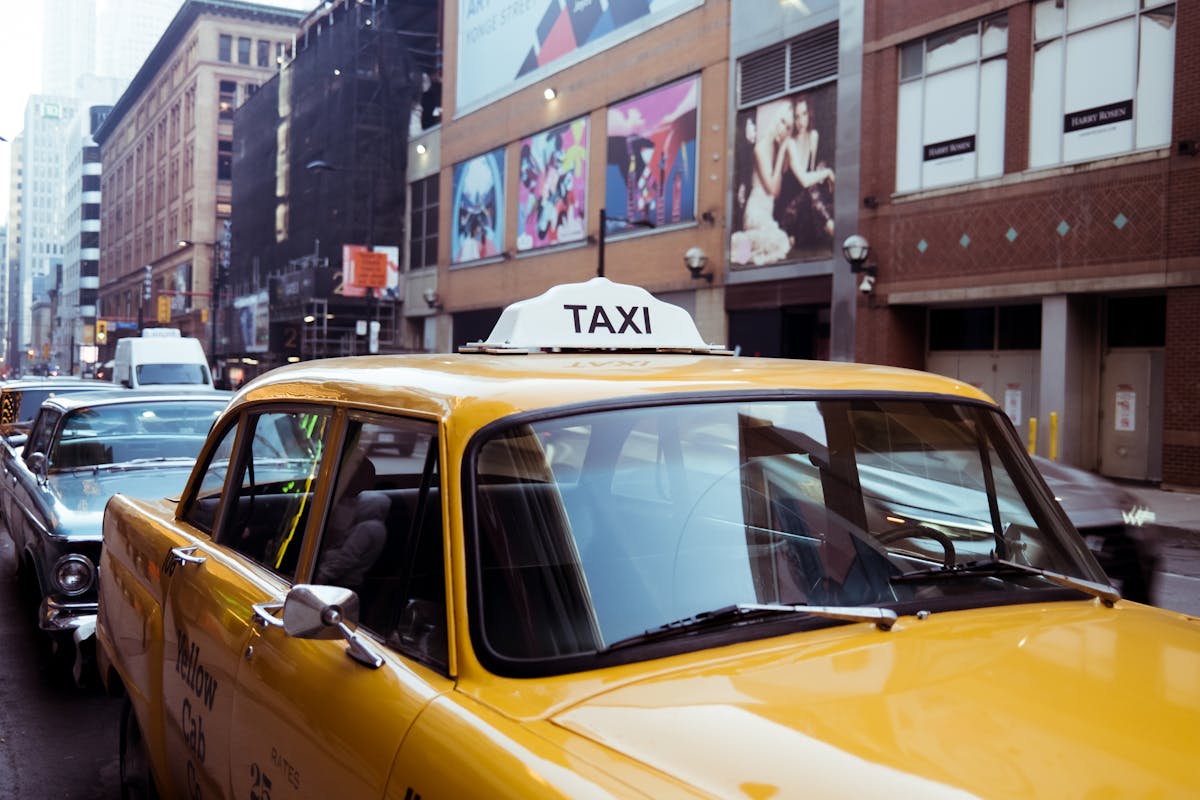 A Taxi in a City